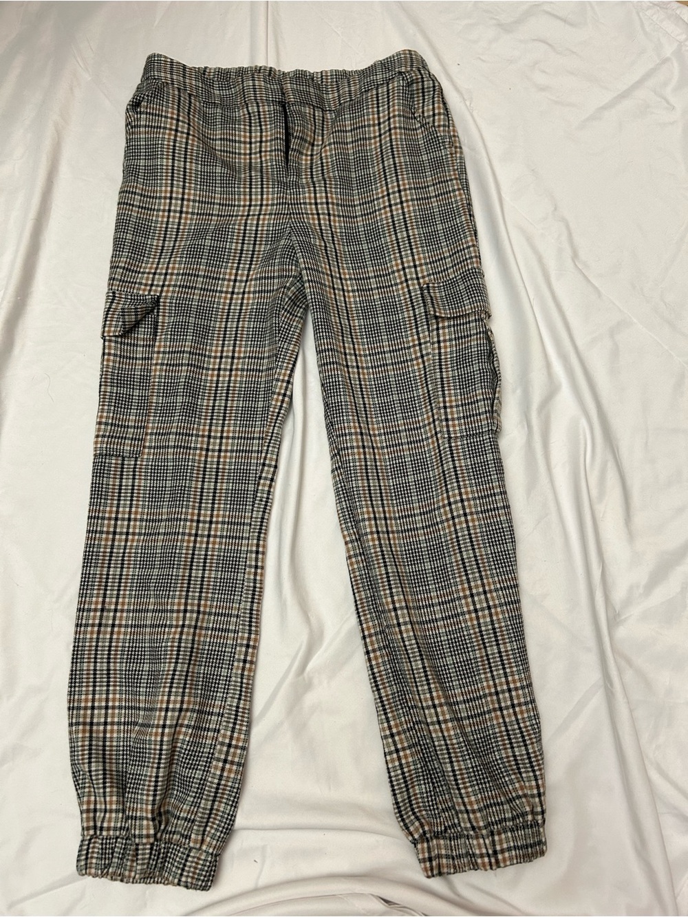 Forever 21 Plaid Cargo Pants - Black & Tan